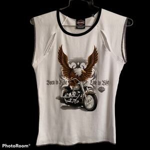 Harley Davidson Size Large Slit Cut Ladies Shirt McGuire HD Walnut Creek CA